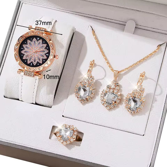 Crystal Bling Watch, Necklace, Earrings and Ring Set. Queen D LA