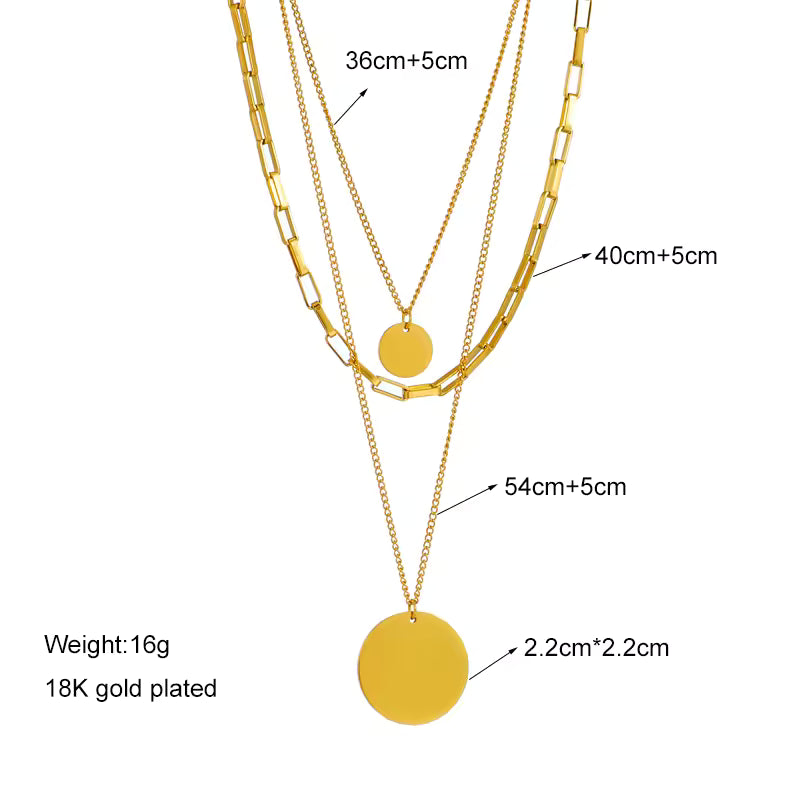 Fashion 3-in-1 Gold Round Pendant Necklace. Queen D LA