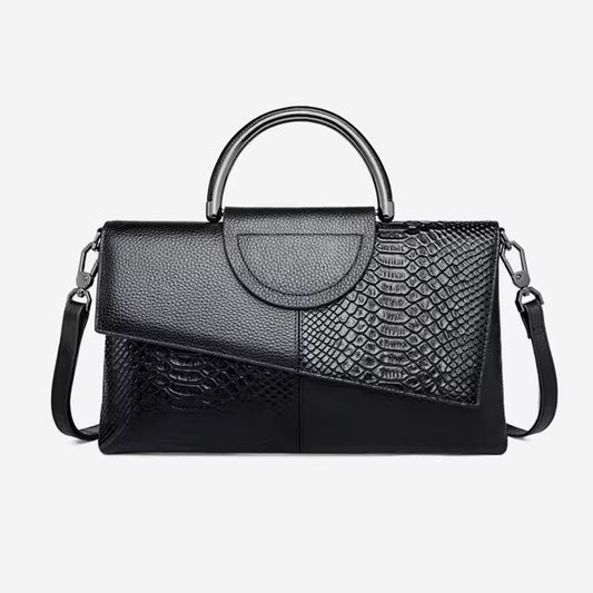 Black Crocodile Pattern Synthetic Leather Bag. Queen D LA