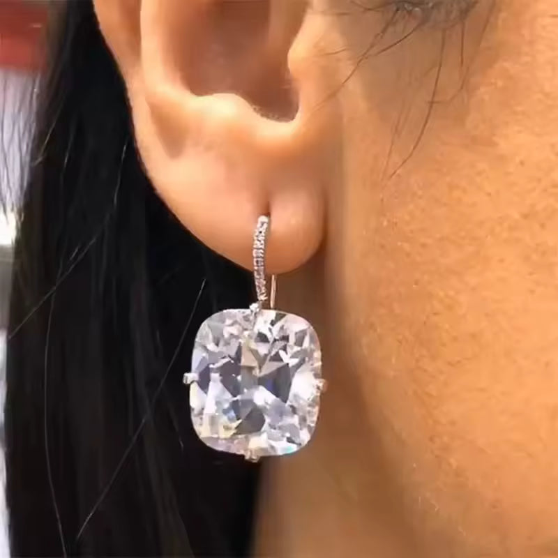 Silver Cubic Zirconia Drop Earrings. Queen D LA