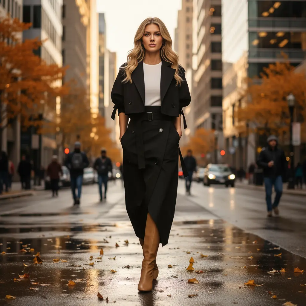 2-Piece Office Lady Tracksuit Set – Long Sleeve Jacket & High Split Skirt Queen D LA