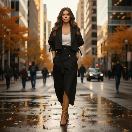 2-Piece Office Lady Tracksuit Set – Long Sleeve Jacket & High Split Skirt Queen D LA