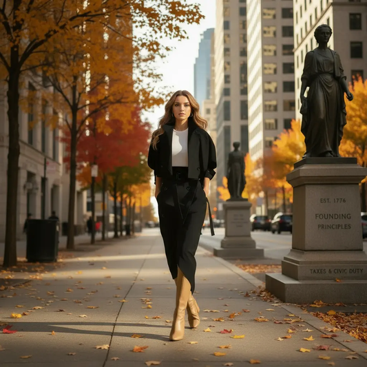 2-Piece Office Lady Tracksuit Set – Long Sleeve Jacket & High Split Skirt Queen D LA