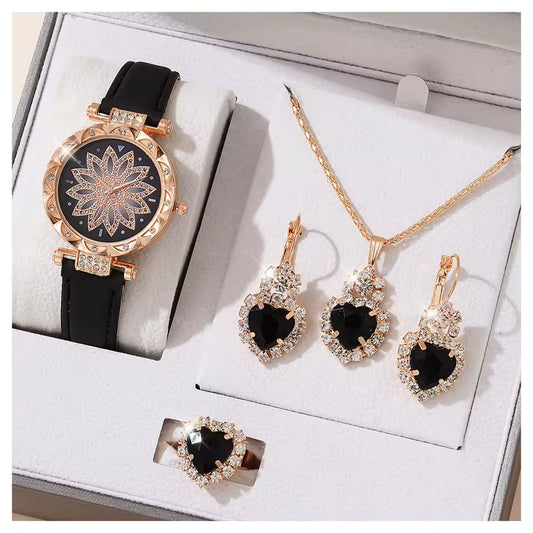 Crystal Bling Watch, Necklace, Earrings and Ring Set. Queen D LA