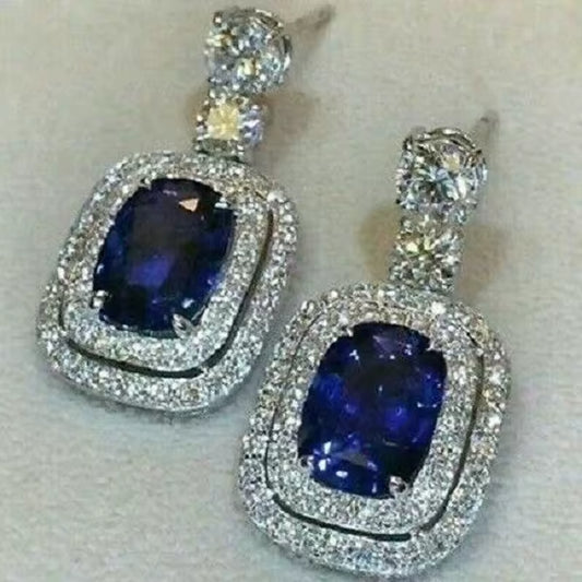 Elegant Blue CZ Earrings. Queen D LA