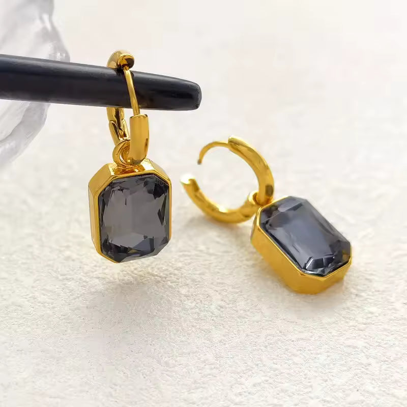 Modern Square Zirconia Earrings. Queen D LA