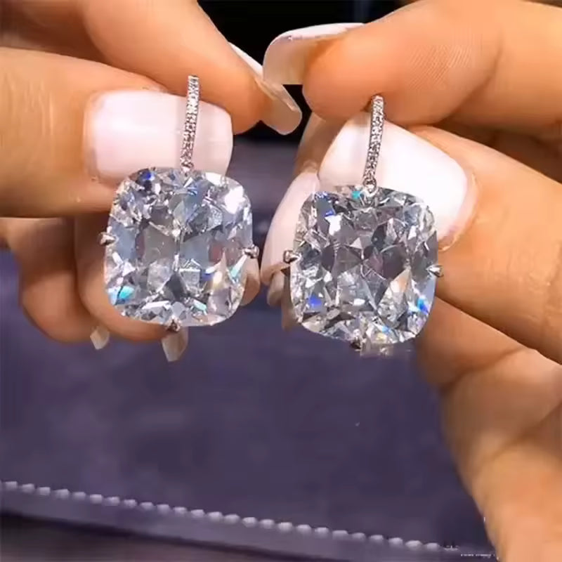 Silver Cubic Zirconia Drop Earrings. Queen D LA