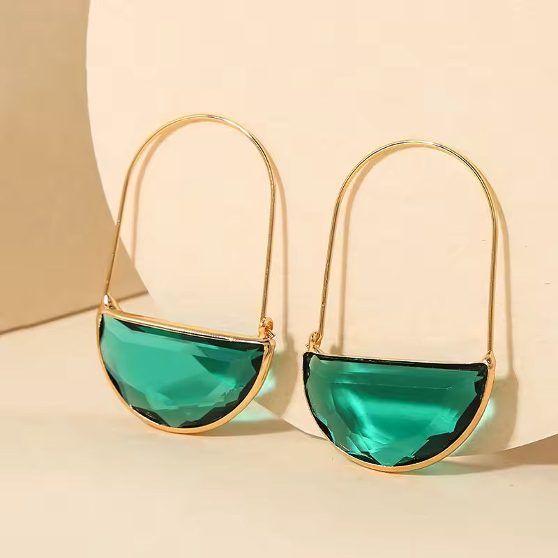 Vintage Green Crystal Earrings. Queen D LA
