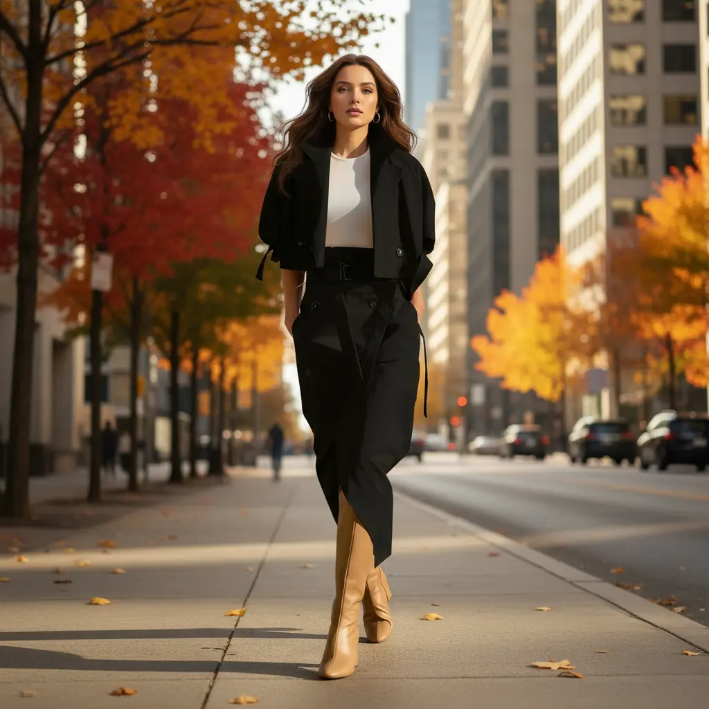 2-Piece Office Lady Tracksuit Set – Long Sleeve Jacket & High Split Skirt Queen D LA